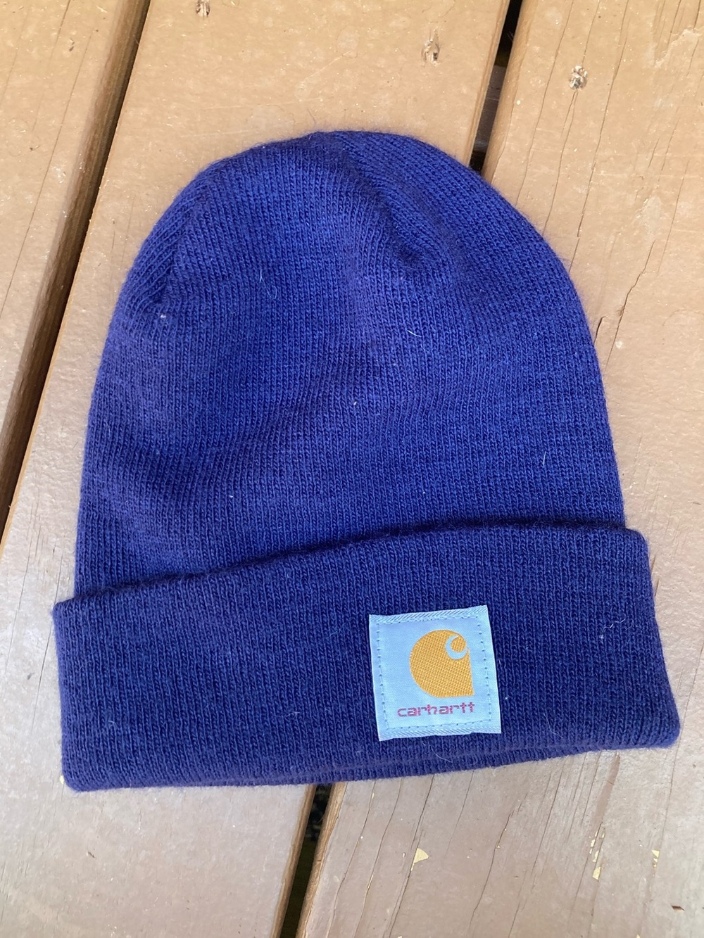 Carhartt Blue Knit Beanie with Logo Patch